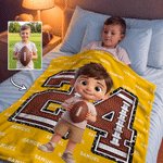 Personalised 3D-Effect Artwork Cartoon Character Photo Soft Throw Blanket with Name Home Decor Birthday Anniversary Gift for Sports Fans Athletes