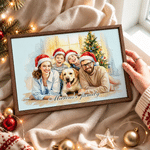 Personalised Christmas Theme Watercolor Style Family Photo Canvas Prints with Text Home Decor Christmas Birthday Gift for Family 7