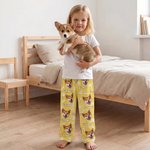 Gepersonaliseerde, zachte pyjamabroek met foto van het gezicht van een huisdier in de stijl van een olieverfschilderij met bot- en pootafdrukken – verjaardagscadeau voor liefhebbers van honden en katten 6