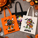 Personalised Halloween Theme Ball Large Canvas Trick or Treat Candy Bag with Name Daily Use Halloween Gift for Sports Lover Kid