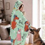 Personalised Cartoon Dog Cat Soft Hooded Blanket with Name Home Decor Birthday Christmas Gift for Boys Girls Cat Dog Lovers