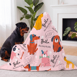 Personalised Cartoon Dog Cat Soft Hooded Blanket with Name Home Decor Birthday Christmas Gift for Boys Girls Cat Dog Lovers