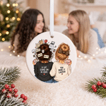 Personalised Watercolor Cartoon Back View Ceramic Ornament with Text Tree Decor Christmas Gift for Besties Friends Women
