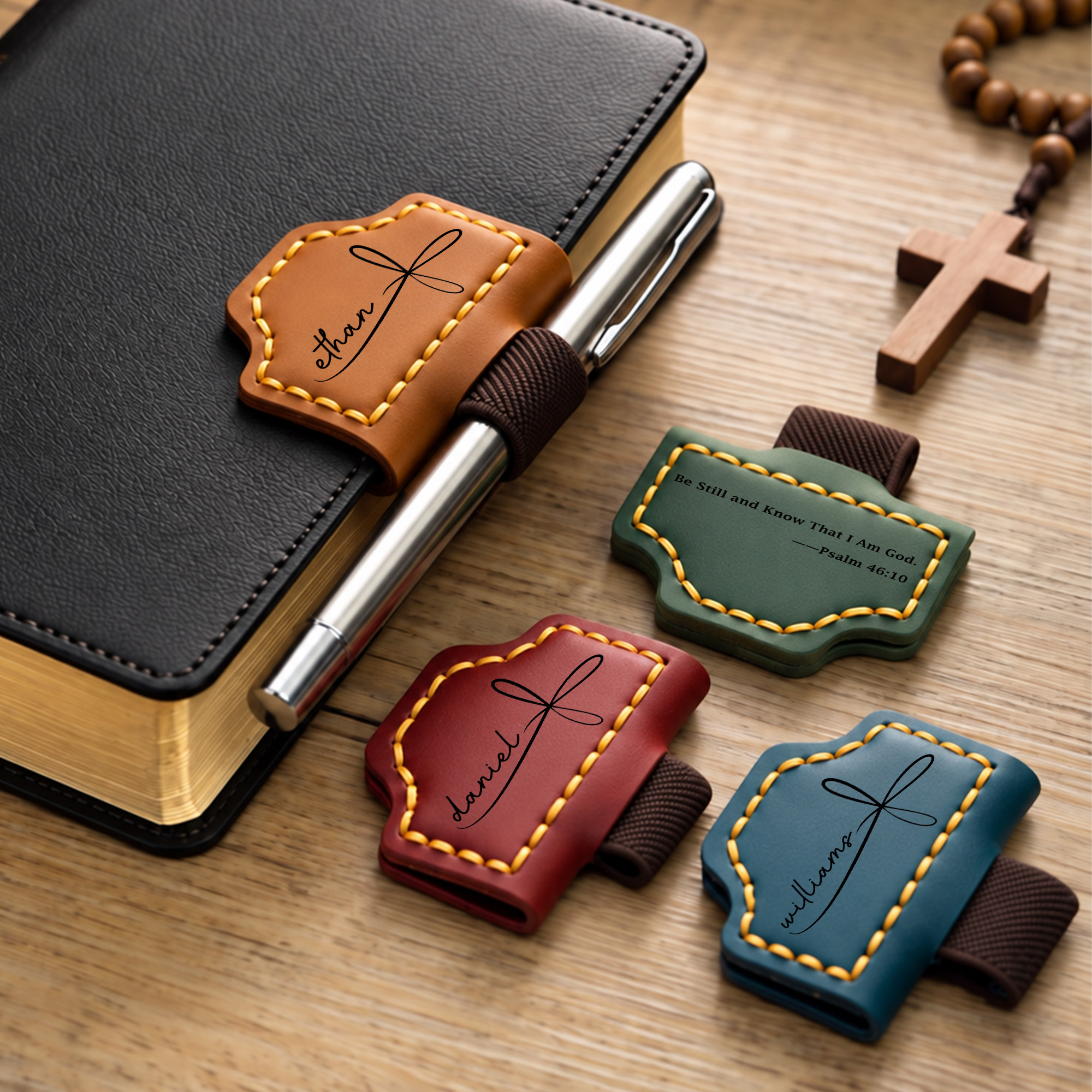 Personalisiertes magnetisches Lesezeichen aus Leder mit Bibelzitat, Bibelvers und Namen – für den täglichen Gebrauch, als Geschenk zum Geburtstag oder zur Taufe, für eine Schwester aus der Gemeinde oder eine christliche Bücherliebhaberin