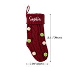 Personalised Embroidered Name Soft Cable Knit Pom Pom Christmas Stocking Holiday Tree Fireplace Decor Christmas Gift for Family Kids