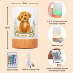 Veilleuse LED tactile personnalisée avec nom et photo d'animal - Couleurs de lumières changeables - Cadeau de Noël pour les propriétaires d'animaux de