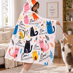 Personalised Cartoon Dog Cat Soft Hooded Blanket with Name Home Decor Birthday Christmas Gift for Boys Girls Cat Dog Lovers