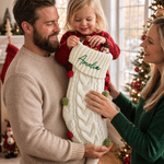 Personalised Embroidered Name Soft Cable Knit Pom Pom Christmas Stocking Holiday Tree Fireplace Decor Christmas Gift for Family Kids