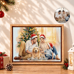 Personalised Christmas Theme Watercolor Style Family Photo Canvas Prints with Text Home Decor Christmas Birthday Gift for Family 1