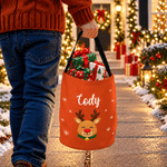 Personalised Christmas Theme Santa Claus Gingerbread Man LED Light Candy Bucket with Name Christmas Party Gift for Kids