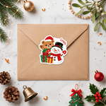 Personalized Cute Santa Claus Snowman Label Waterproof Stickers with Name Gift Decor Christmas Party Gift for Family Friends