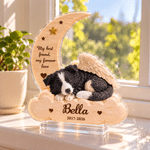 Personalised 3D-Style Artwork Angel Wing Pet Photo Moon Cloud Layered Acrylic Decoration with Name and Year Home Decor Sympathy Gift for Pet Owners