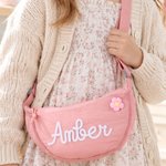 Personalised Multicolour Flower Lollipop Matching Parent-Child Crossbody Bag Set with Name Daily Use Shopping Birthday Gift for Kid Family