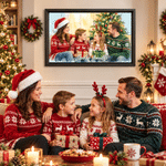 Personalised Christmas Theme Watercolor Style Family Photo Canvas Prints with Text Home Decor Christmas Birthday Gift for Family 3
