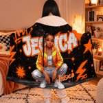 Personalised Cartoon Character Photo Graffiti Style Soft Hooded Blanket with Name Home Decor Birthday Gift for Teenagers Graffiti Lovers 3