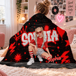 Personalised Cartoon Character Photo Graffiti Style Soft Hooded Blanket with Name Home Decor Birthday Gift for Teenagers Graffiti Lovers 2