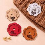 Personalized Flower PU Leather Labels Set of 10 with Icon and Text DIY Knitting & Crochet Tags Birthday Gift for Sewing Lovers Knitters
