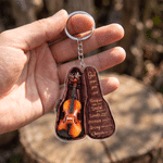 Gepersonaliseerde acryl-sleutelhanger met 3D-effect in de vorm van een gitaar of viool, met naam; geschikt voor dagelijks gebruik, verjaardags- of kerstcadeau voor violisten en gitaristen 5