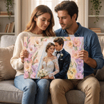 Gepersonaliseerde fotodoeken in olieverfstijl met geboortebloem en naam – woondecoratie en verjaardagscadeau voor familie en vrienden 4