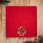 Tovagliolo personalizzato, in 100% cotone rosso con cappello di Babbo Natale a quadri, iniziale e nome - Regalo di Natale per famiglie e amici
