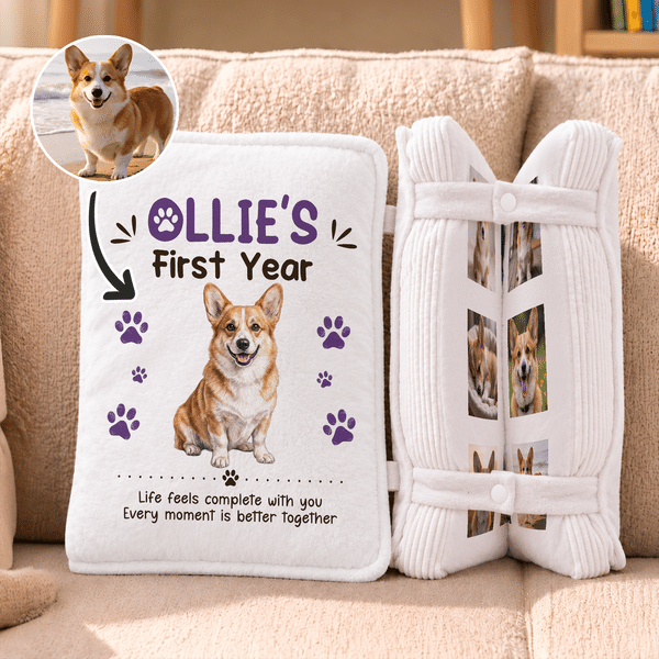 Personalized Book-Shaped Pet Photo Throw Pillow with Name Home Decor Birthday Memorial Gift for Pet Owners