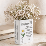 Personalised Birth Flower Ceramic Book Vase with Name Year and Text Home Decor Anniversary Gift for Bookworms Flower Lovers