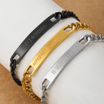 Personalized Stainless Steel Nameplate Adjustable Cuban Chain Bracelet Valentine's Day Anniversary Birthday Gift for Men