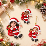 Personalized 3D-Style Art Cartoon Photo Acrylic Ornament with Name Tree Decoration Christmas Gift for Families