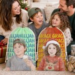Personalised Watercolor Style Photo Canvas Drawstring Gift Bag with Name Christmas Eve Party Gift for Kids