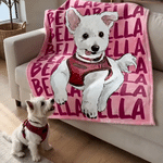 Couverture moelleuse personnalisée avec nom et photo transformée en style aquarelle - Cadeau d'anniversaire pour propriétaires d'animaux de compagnie