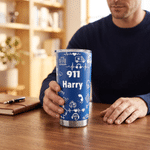 Personalised Emergency Services Pattern 20 oz Skinny Tumbler 40 oz Tumbler with Name and Straw Retirement Birthday Gift for 911 Dispatcher