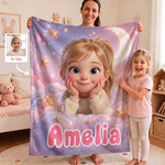 Manta personalizada suave con foto y nombre diseño de cielo estrellado estilo 3D regalo de cumpleaños para niños y estudiantes 1