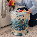 Personalized 1-10 Sea Turtles Large Capacity Storage Laundry Basket with Names Room Decor Birthday Gift for Sea Turtle Lovers Kids
