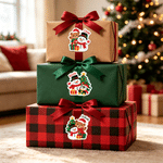Personalized Cute Santa Claus Snowman Label Waterproof Stickers with Name Gift Decor Christmas Party Gift for Family Friends