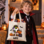 Personalised Halloween Theme Ball Large Canvas Trick or Treat Candy Bag with Name Daily Use Halloween Gift for Sports Lover Kid