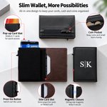 Personalised Minimalist Monogram PU Leather RFID Blocking Pop Up Wallet with Card Slots Business Trip Birthday Gift for Man Dad Husband