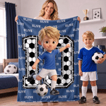 Personalised 3D-Effect Artwork Cartoon Character Photo Soft Throw Blanket with Name Home Decor Birthday Anniversary Gift for Sports Fans Athletes