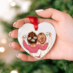 Personalised Watercolor Cartoon Back View Ceramic Ornament with Text Tree Decor Christmas Gift for Besties Friends Women
