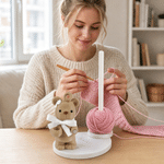 Personalized Portable 3D Printed Bear Knitting Needle Organizer with Text Daily Use Birthday Gift for Knitters DIY Craft Lovers