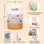 Veilleuse tactile variateur personnalisée avec nom et fleur de naissance - Couleur réglable - Cadeau d'anniversaire pour jeune maman 10