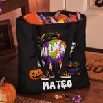 Personalised Halloween Theme Ball Large Canvas Trick or Treat Candy Bag with Name Daily Use Halloween Gift for Sports Lover Kid
