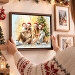 Personalised Christmas Theme Watercolor Style Family Photo Canvas Prints with Text Home Decor Christmas Birthday Gift for Family 5