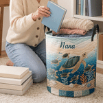 Personalized 1-10 Sea Turtles Large Capacity Storage Laundry Basket with Names Room Decor Birthday Gift for Sea Turtle Lovers Kids