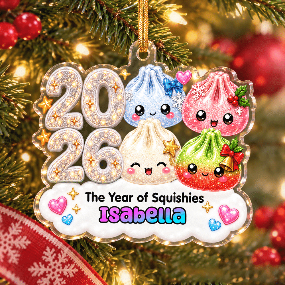 Personalized Christmas Theme Dumpling Acrylic Hanging Ornament with Name Tree Decoration Christmas Gift for Family Kids Friends 3