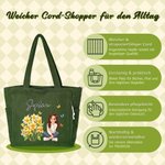 Personalisierter Foto-Zeichnung Shopper mit Geburtsblumen & Namen | großes Fassungsvermögen | Cord-Tasche | Tote Bag | Geburtstagsgeschenk für Frauen