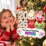 Personalized Christmas Theme Dumpling Acrylic Hanging Ornament with Name Tree Decoration Christmas Gift for Family Kids Friends 4