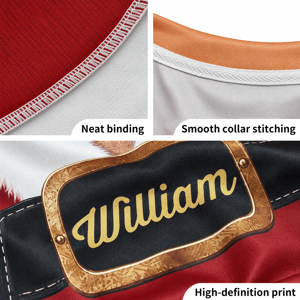Personalized Funny Santa Claus Muscle Colourful Lights Christmas Sweatshirt with Name Christmas Party Gift for Wife Husband Family 6