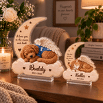 Personalised 3D-Style Artwork Angel Wing Pet Photo Moon Cloud Layered Acrylic Decoration with Name and Year Home Decor Sympathy Gift for Pet Owners