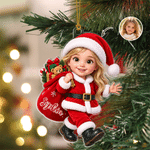 Personalized 3D-Style Art Cartoon Photo Acrylic Ornament with Name Tree Decoration Christmas Gift for Families