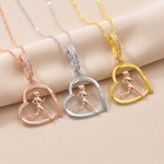 Personalized Running Lady Heart Zircon Necklace with Engraved Name Marathon Birthday Gift for Running Lovers 1
